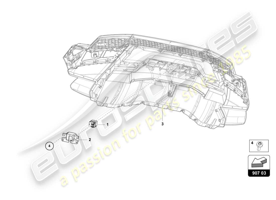 lamborghini performante spyder (2019) schema delle parti della telecamera di retromarcia