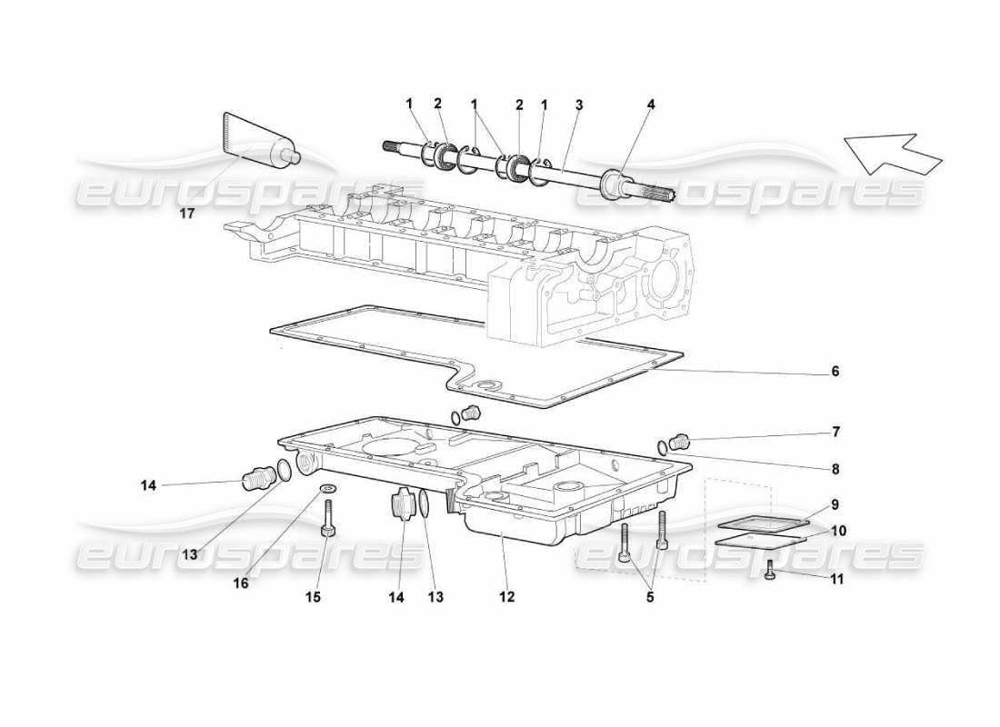 lamborghini murcielago lp670 coppa dell'olio diagramma delle parti
