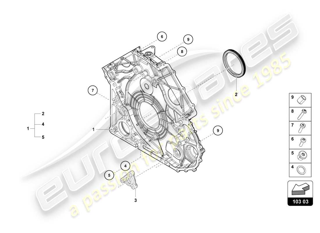 lamborghini performante coupe (2020) coperchio per cassa della distribuzione schema delle parti