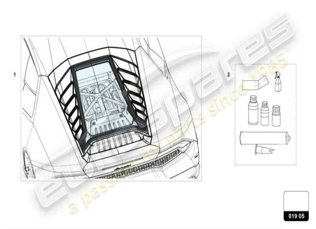 lamborghini huracan lp600-4 zhong coupe (accessories) 1 impostare le parti di attacco per il cofano diagramma delle parti