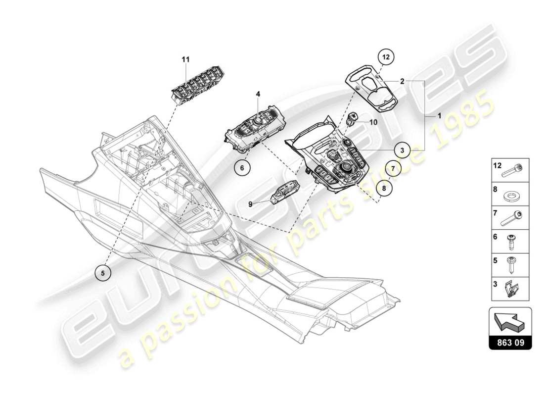 lamborghini lp700-4 roadster (2015) unità interruttore diagramma delle parti