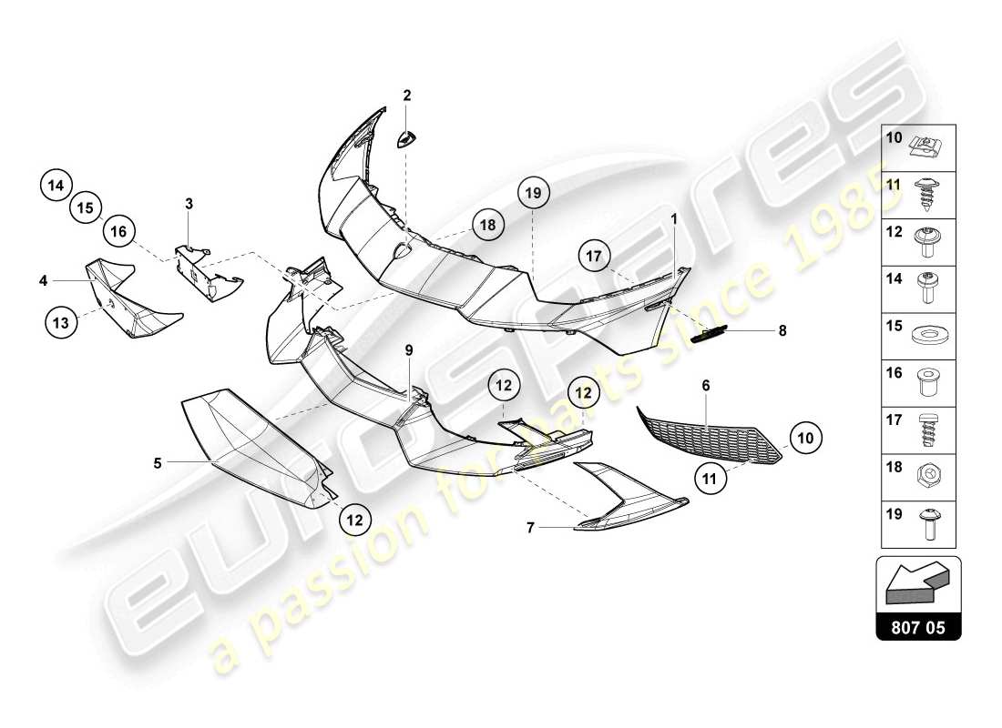 lamborghini lp720-4 coupe 50 (2014) paraurti diagramma delle parti