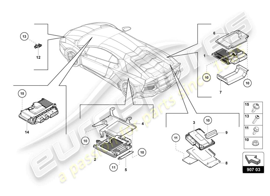 lamborghini lp750-4 sv roadster (2016) schema delle parti elettriche