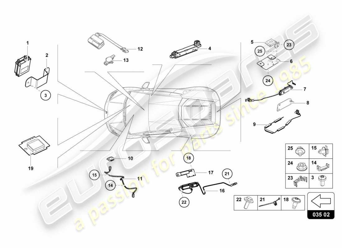 lamborghini lp580-2 coupe (2019) diagramma della parte aerea