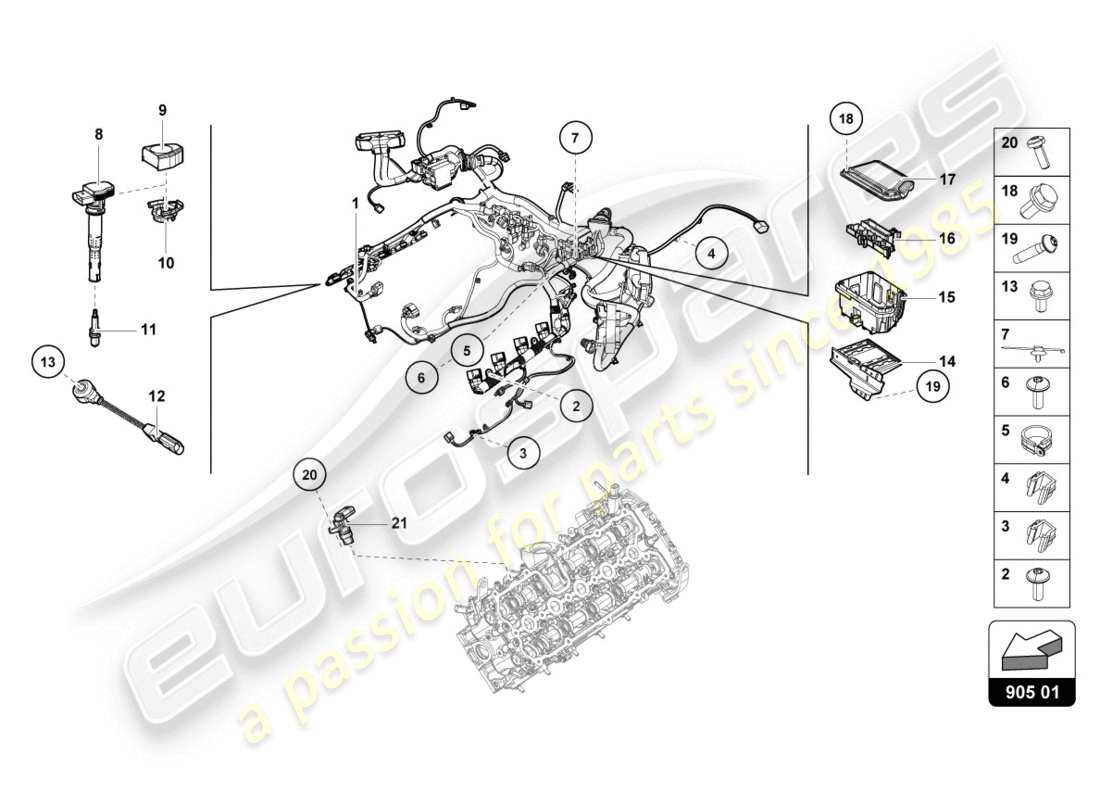 lamborghini lp610-4 coupe (2019) schema delle parti del sistema di accensione