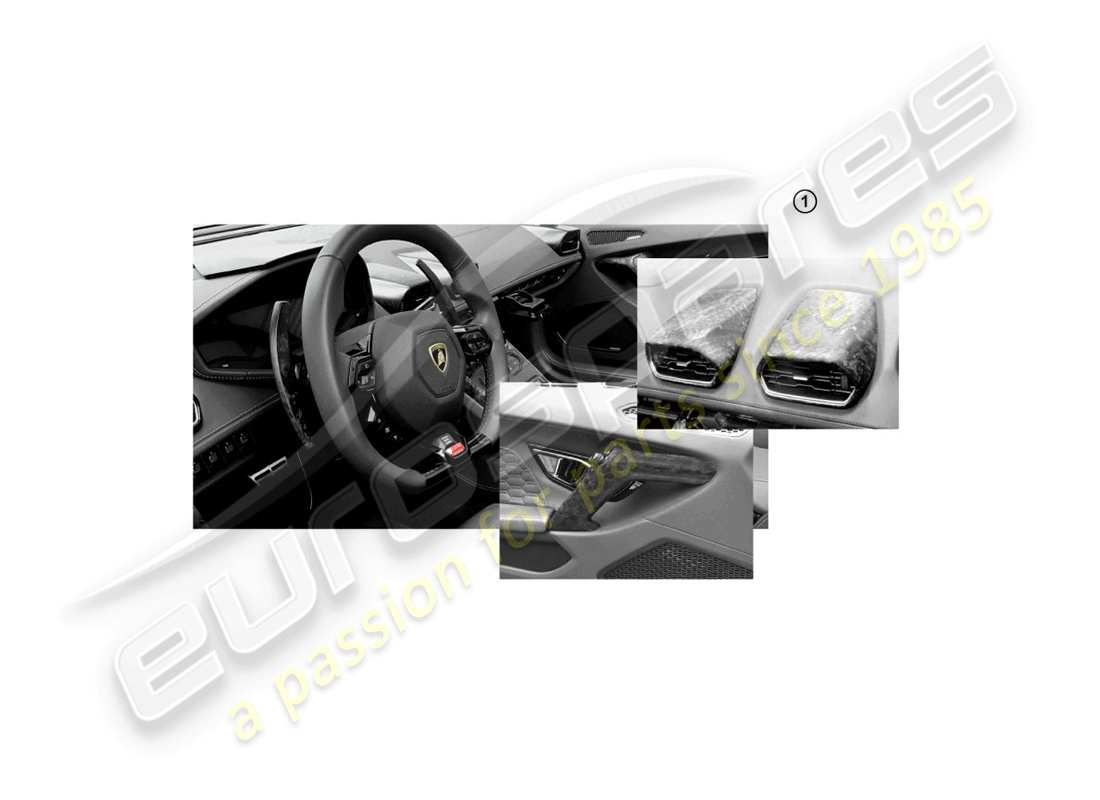 lamborghini huracan lp580-2 spyder (accessories) set decorazioni per console centrale e interni portiere diagramma delle parti