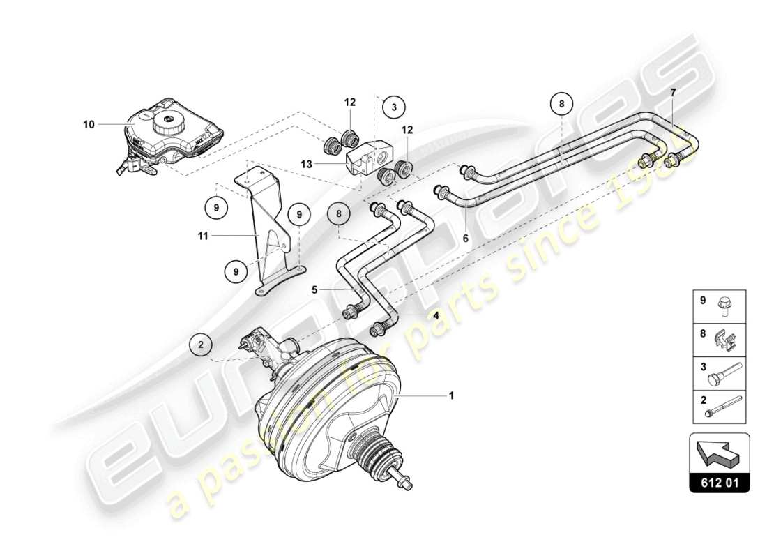 lamborghini lp700-4 coupe (2017) diagramma delle parti del servofreno