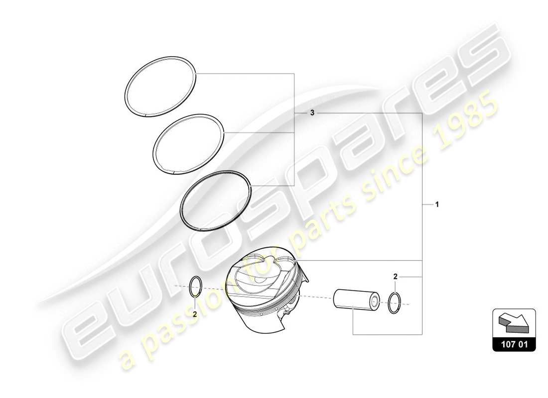 lamborghini evo spyder 2wd (2020) pistone completo diagramma delle parti