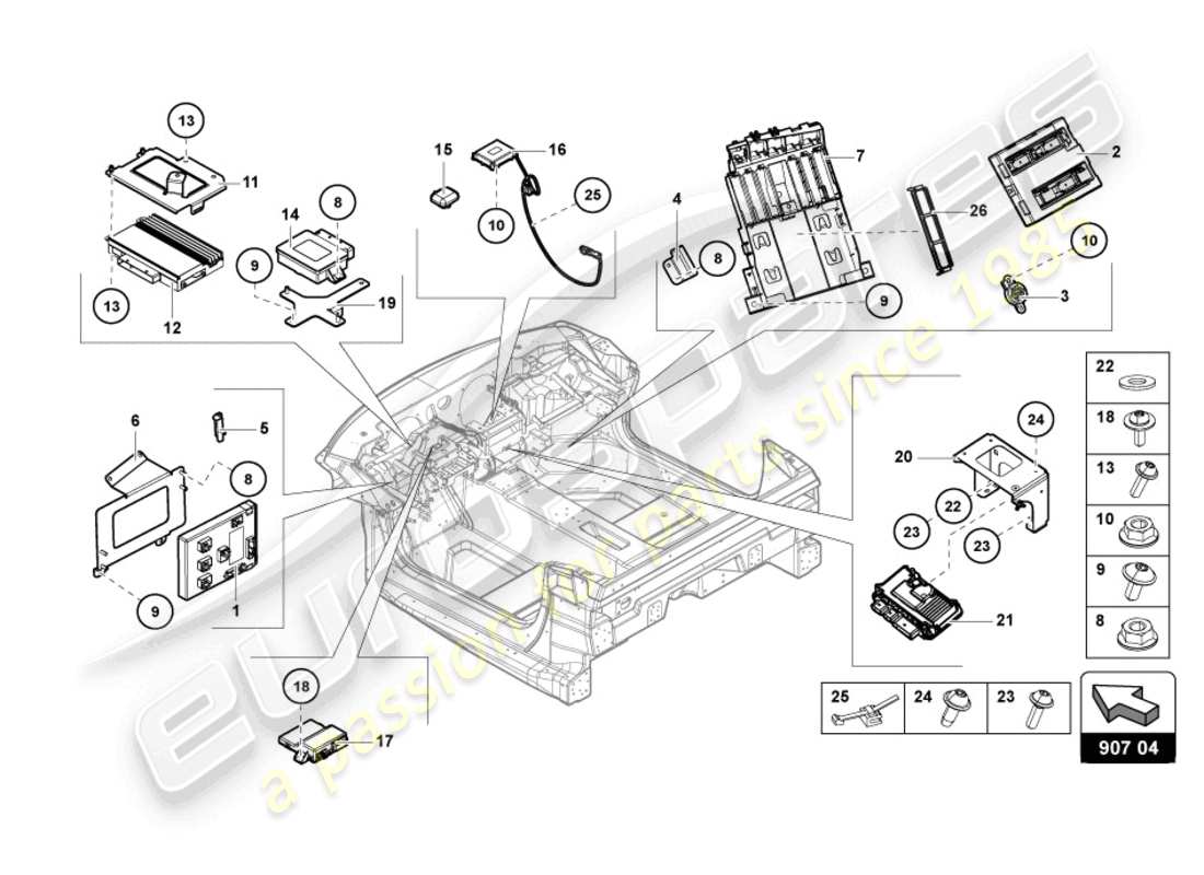 lamborghini lp750-4 sv roadster (2016) schema delle parti elettriche