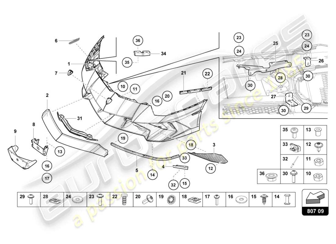 lamborghini lp750-4 sv coupe (2016) paraurti completo diagramma delle parti