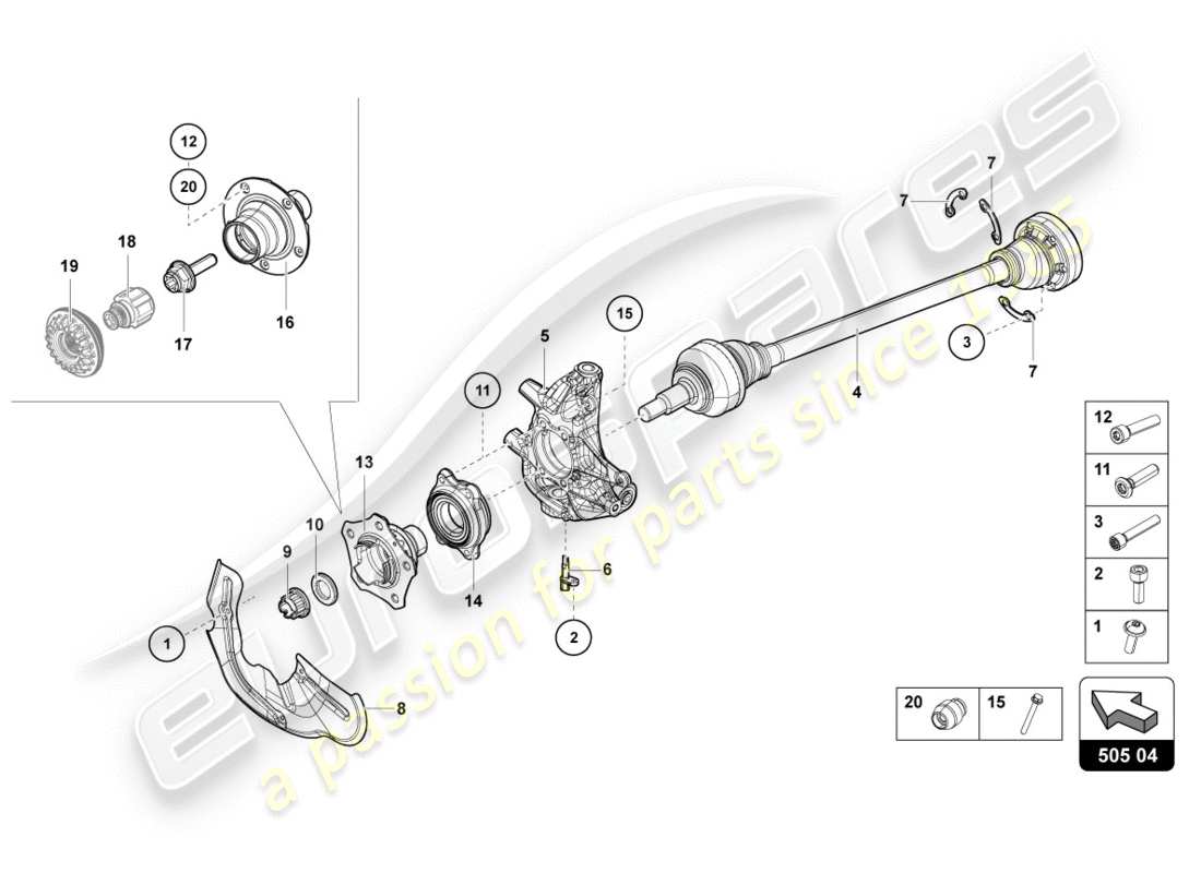 lamborghini centenario coupe (2017) semiasse posteriore diagramma delle parti