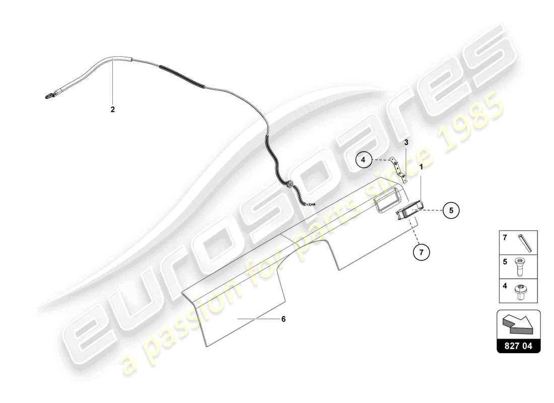 lamborghini lp700-4 coupe (2015) diagramma delle parti della leva di rilascio