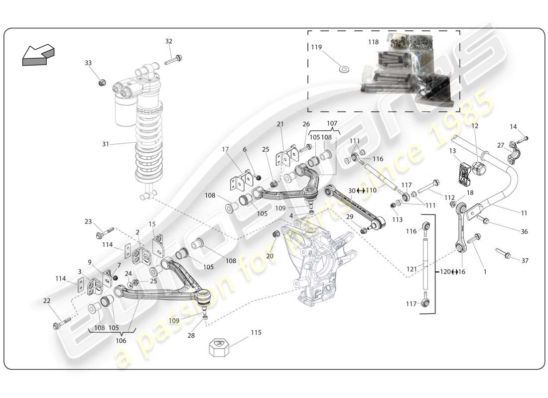 lamborghini super trofeo (2009-2014) diagramma delle parti dell'albero di trasmissione posteriore