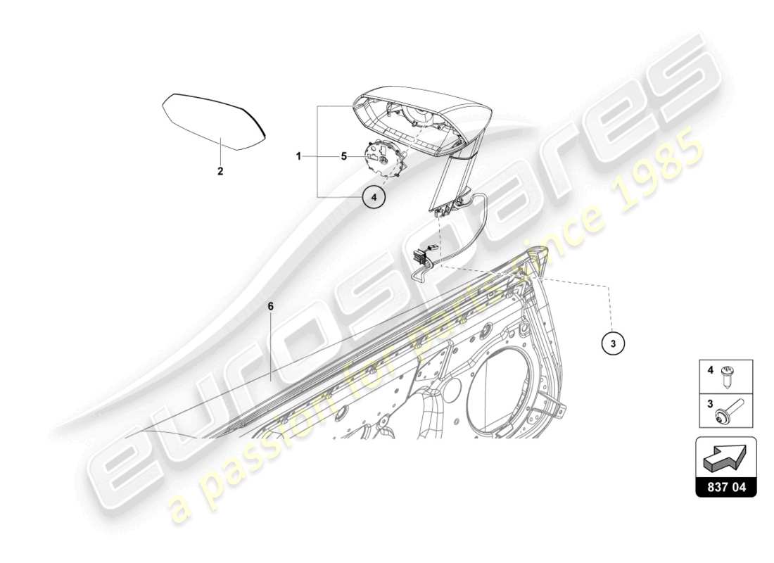 lamborghini 2016 (lp700-4 roadster) specchio esterno schema delle parti