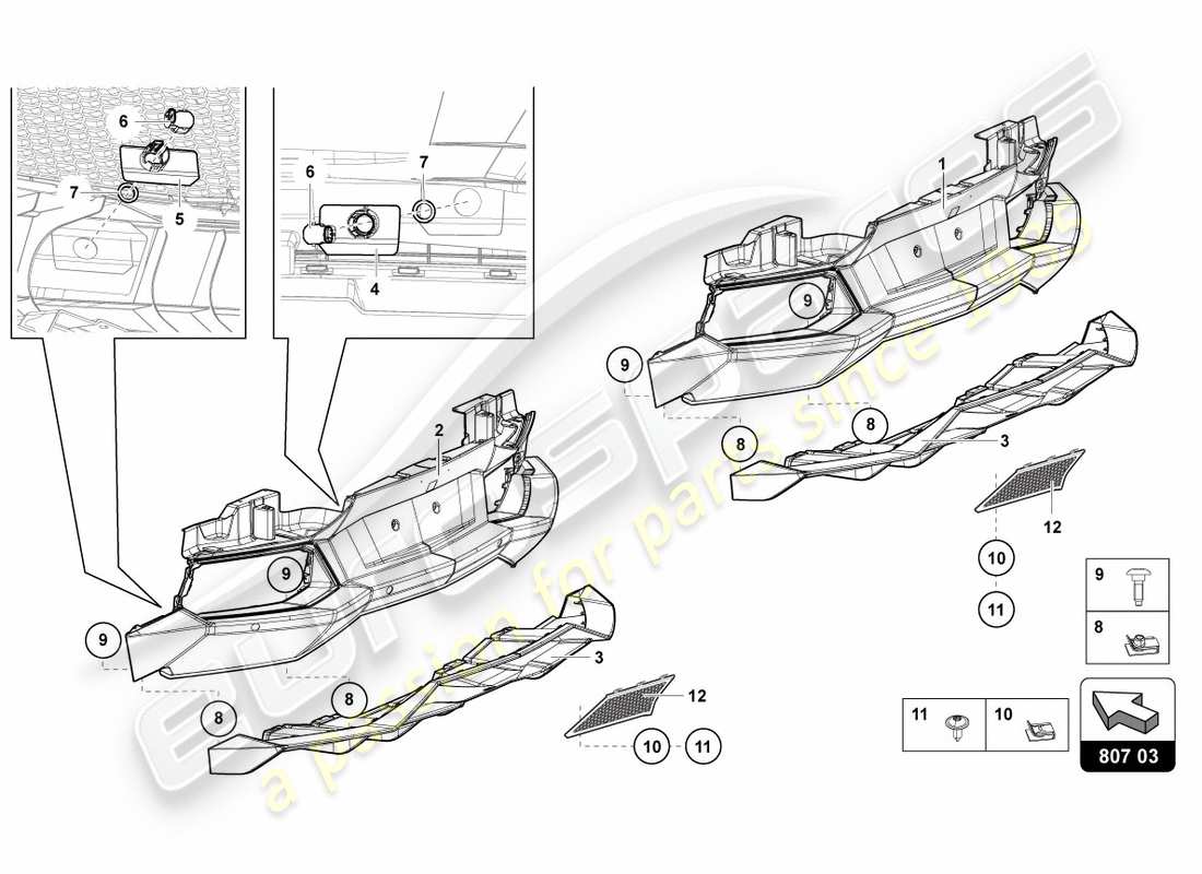 lamborghini lp700-4 coupe (2012) paraurti, schema delle parti complete
