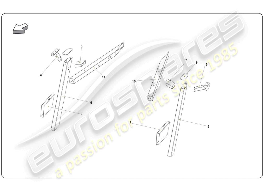 lamborghini super trofeo (2009-2014) elemento telaio schema delle parti