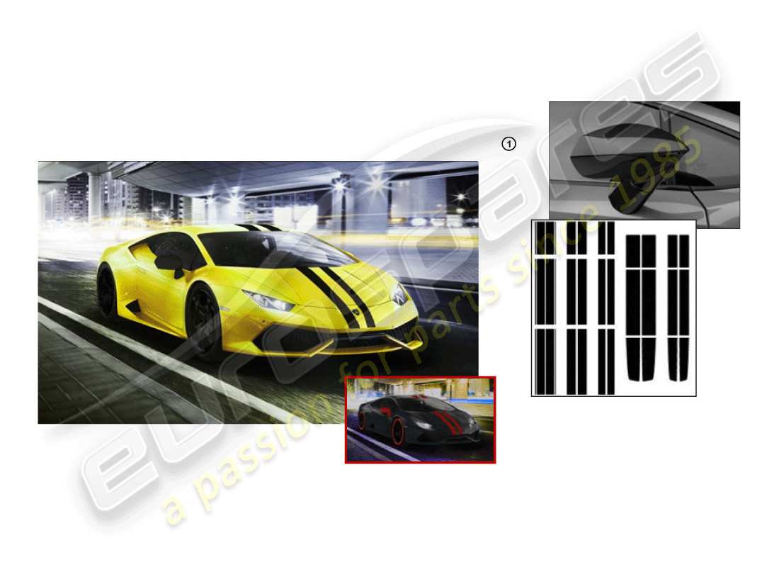 lamborghini huracan lp610-4 coupe (accessories) set decorativo schema delle parti