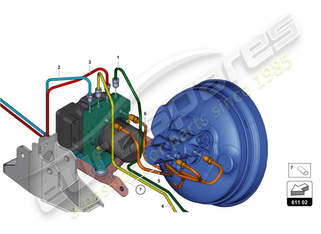 lamborghini lp700-4 roadster (2015) servofreno, tubi e sistema di depressione diagramma delle parti