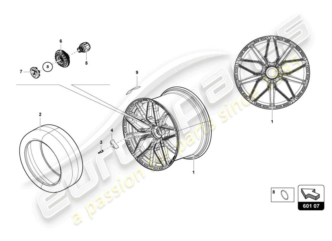 lamborghini sian (2020) ruote/pneumatici schema delle parti