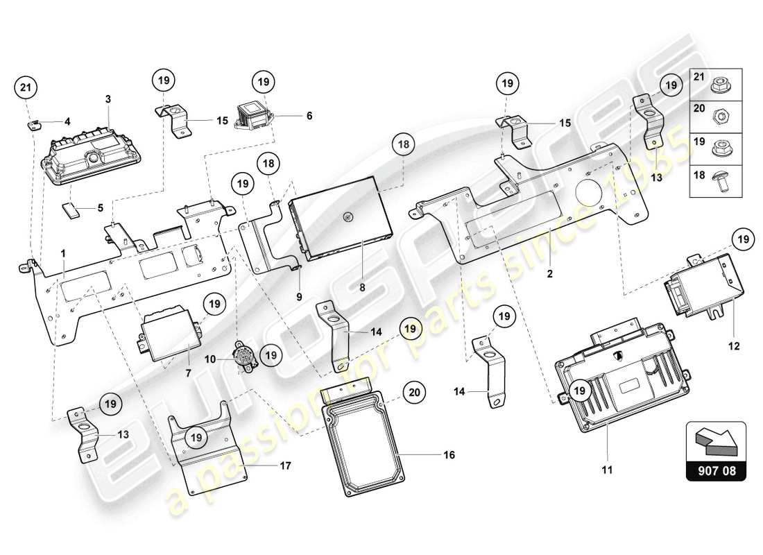 lamborghini lp750-4 sv roadster (2016) fermo per unità di controllo schema particolare