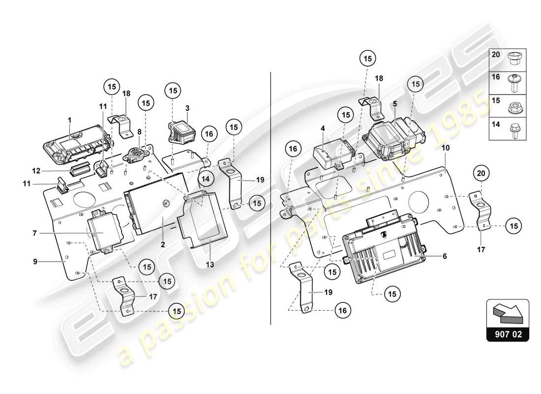lamborghini lp750-4 sv roadster (2016) schema delle parti elettriche