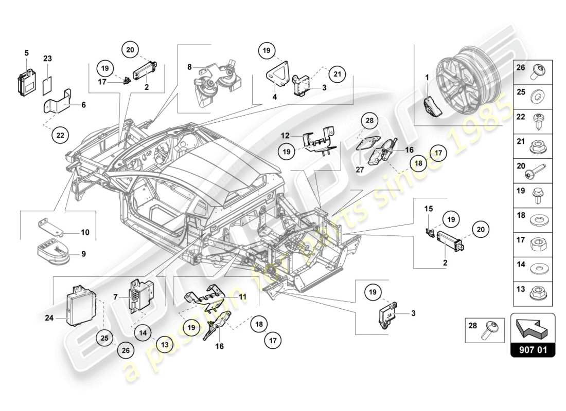 lamborghini 2017 (lp740-4 s coupe) schema delle parti elettriche