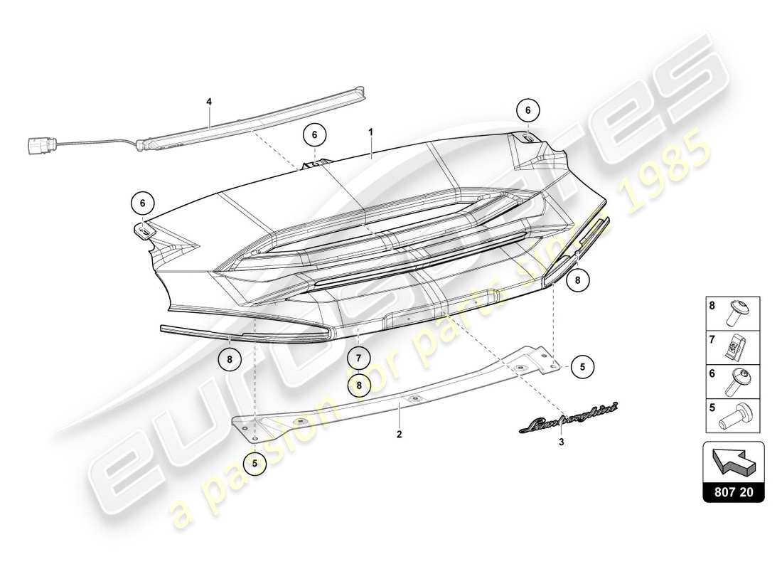 lamborghini centenario coupe (2017) piastra di stoccaggio diagramma delle parti