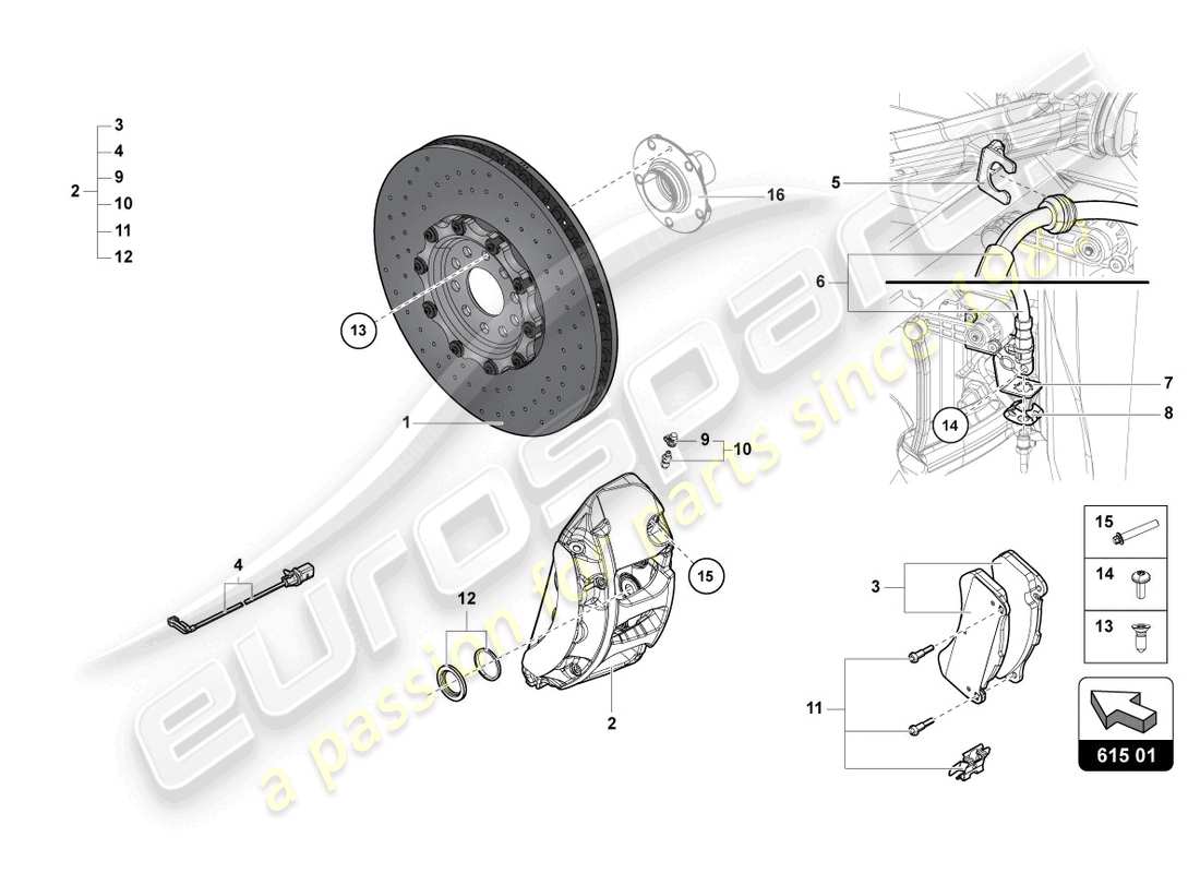 lamborghini lp700-4 coupe (2015) disco freno anteriore schema delle parti