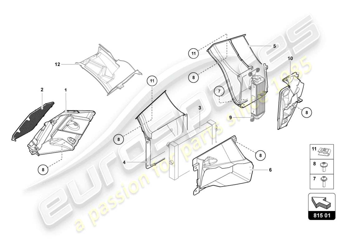 lamborghini lp700-4 coupe (2015) schema delle parti in cartone condotto dell'aria