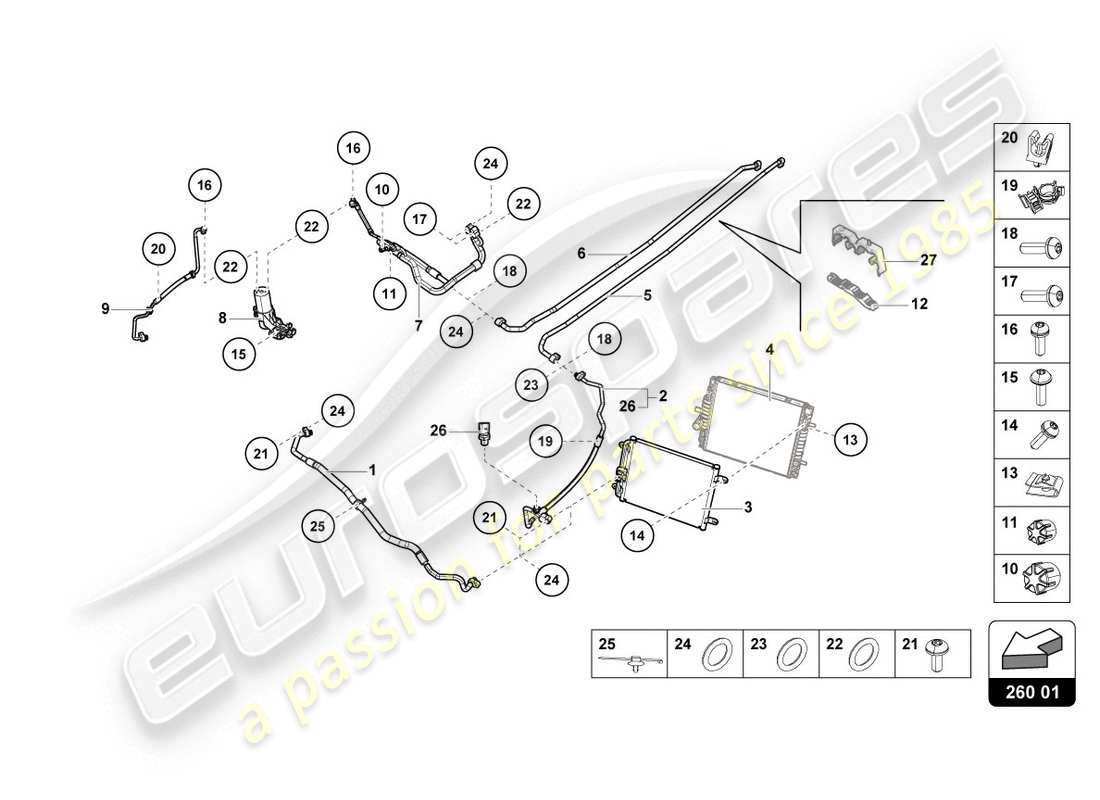 lamborghini lp610-4 coupe (2019) diagramma delle parti del condensatore a/c