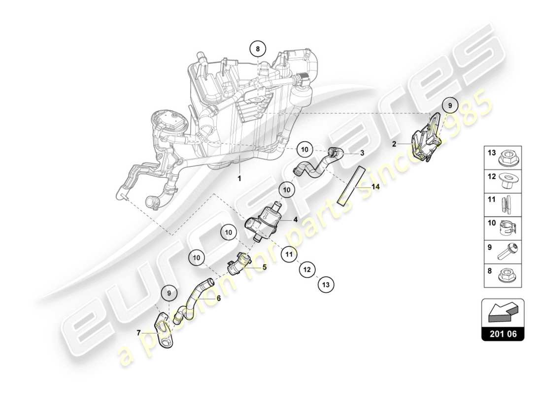 lamborghini lp610-4 coupe (2019) contenitore di carbone attivo schema delle parti