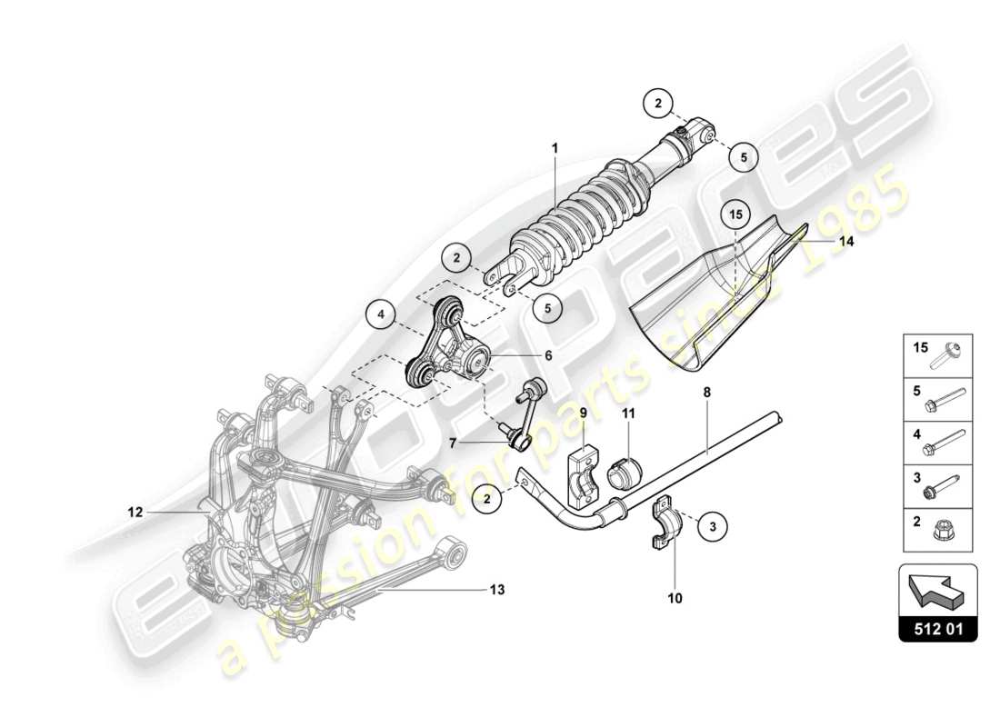 lamborghini lp700-4 coupe (2015) ammortizzatori posteriori schema delle parti