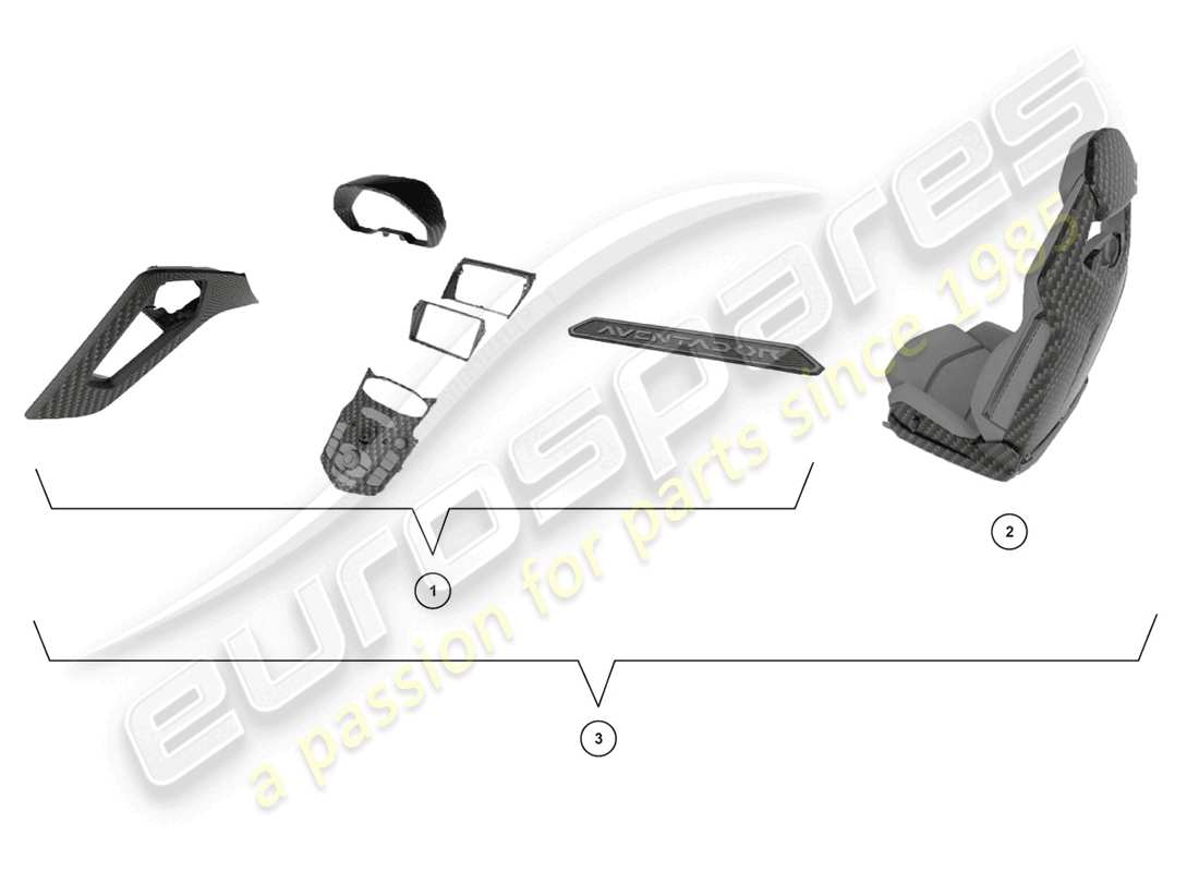 lamborghini accessories (lp770-4 svj coupe) decorazione interna diagramma delle parti