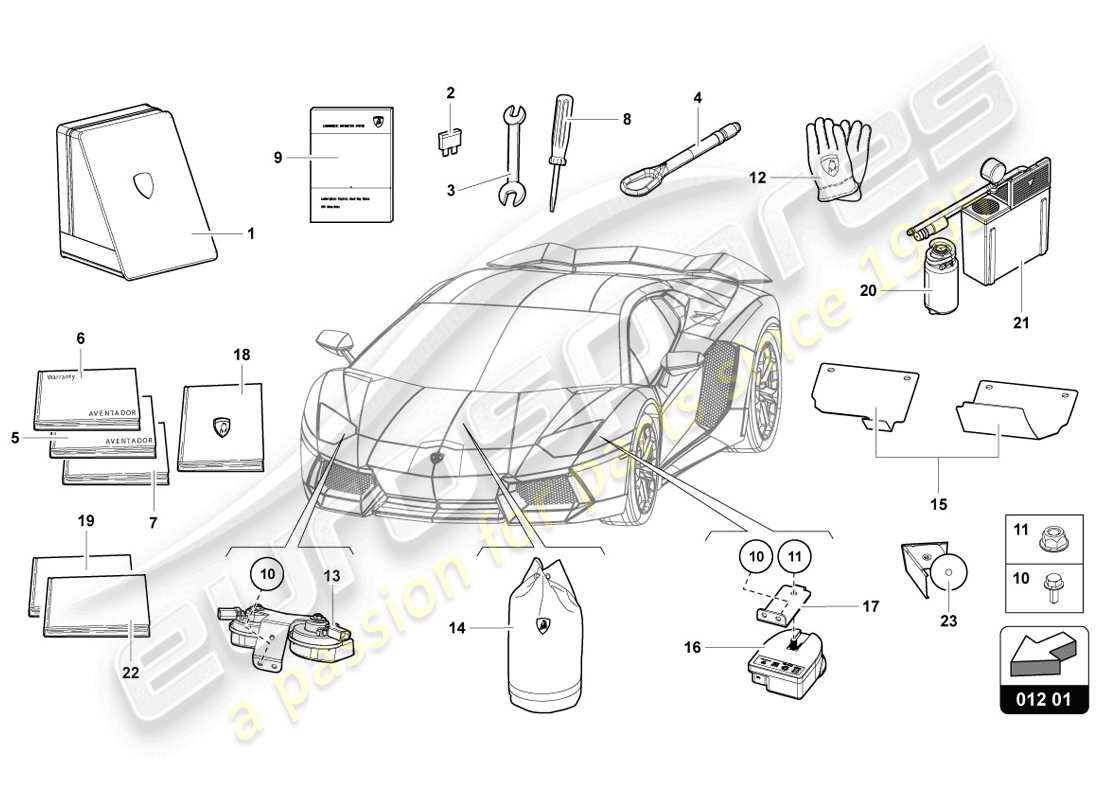 lamborghini lp720-4 coupe 50 (2014) strumenti del veicolo diagramma delle parti