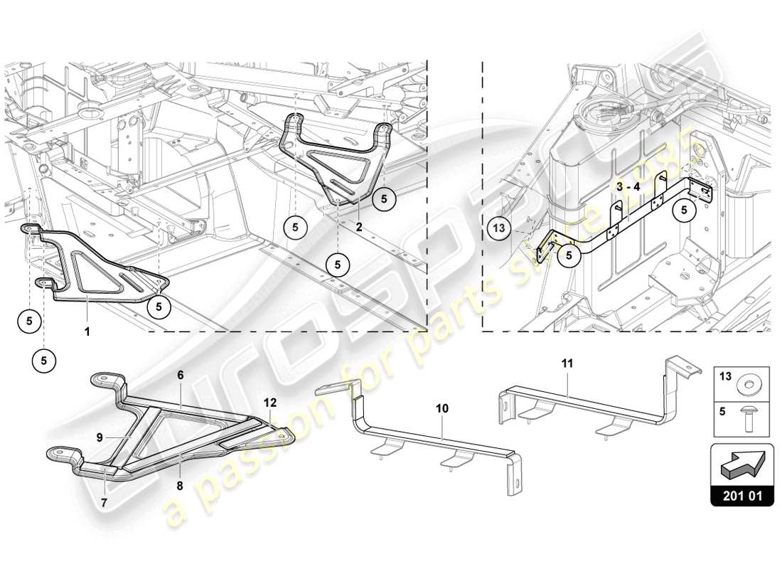lamborghini lp720-4 coupe 50 (2014) staffa per serbatoio carburante schema delle parti