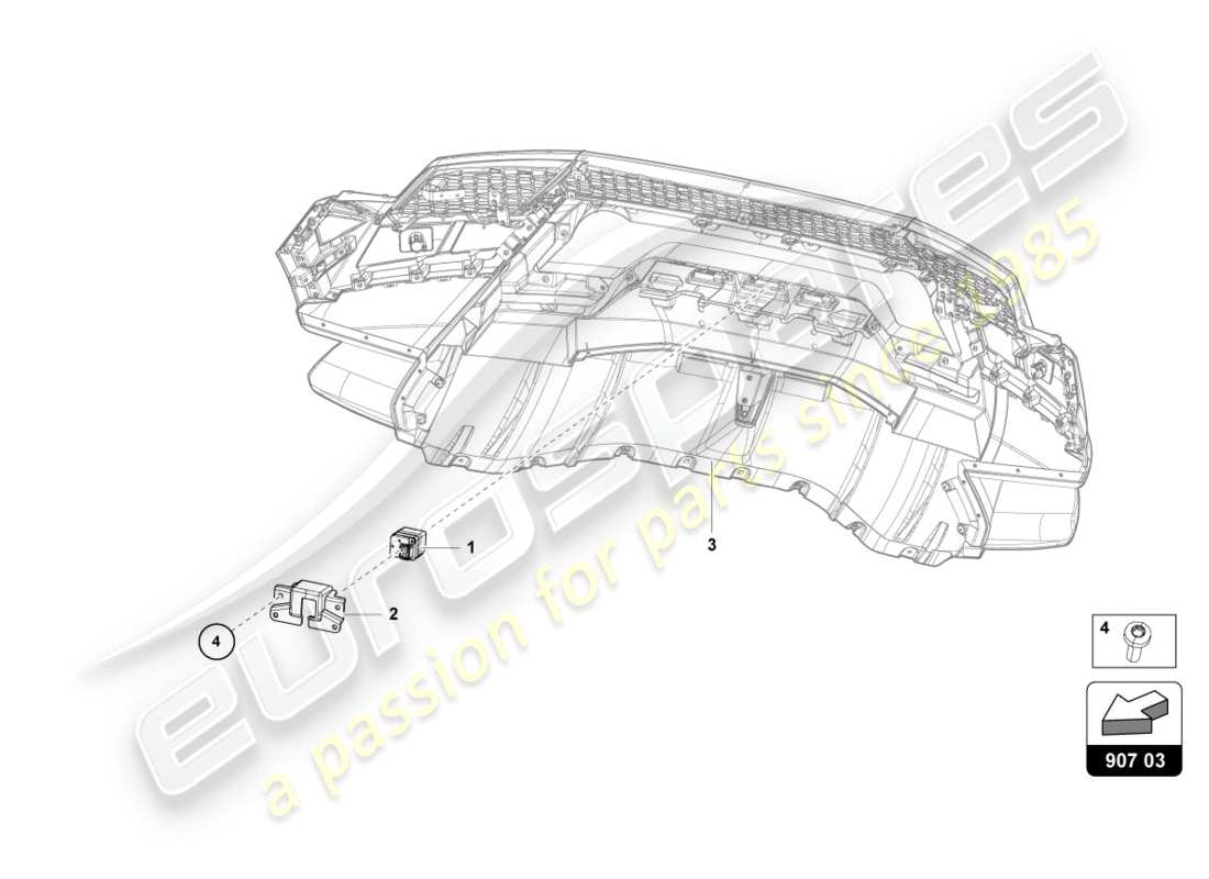 lamborghini 2020 (performante spyder) schema delle parti della telecamera di retromarcia
