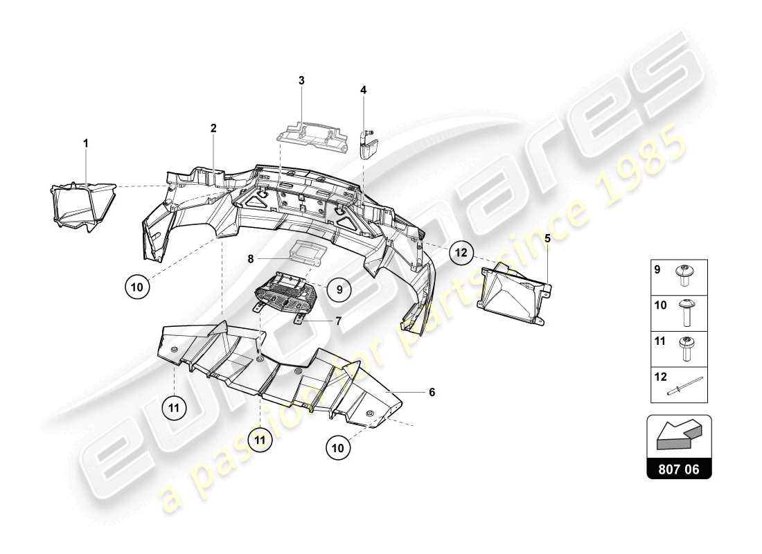 lamborghini 2014 (lp720-4 coupe 50) diagramma delle parti del paraurti
