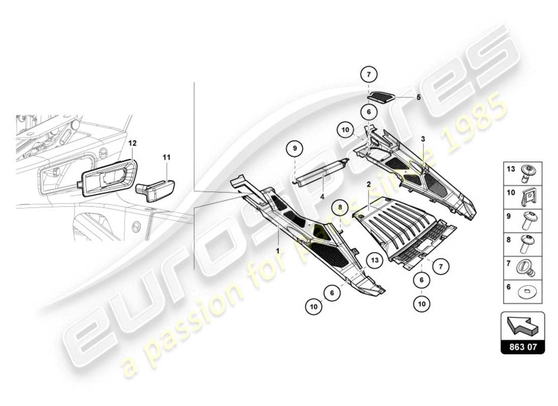 lamborghini lp610-4 coupe (2018) schema delle parti copertura motore