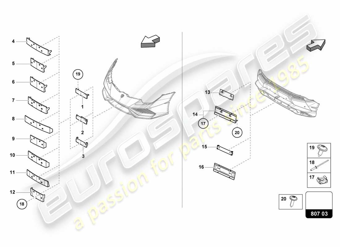 lamborghini 2019 (lp580-2 coupe) portatarga schema delle parti