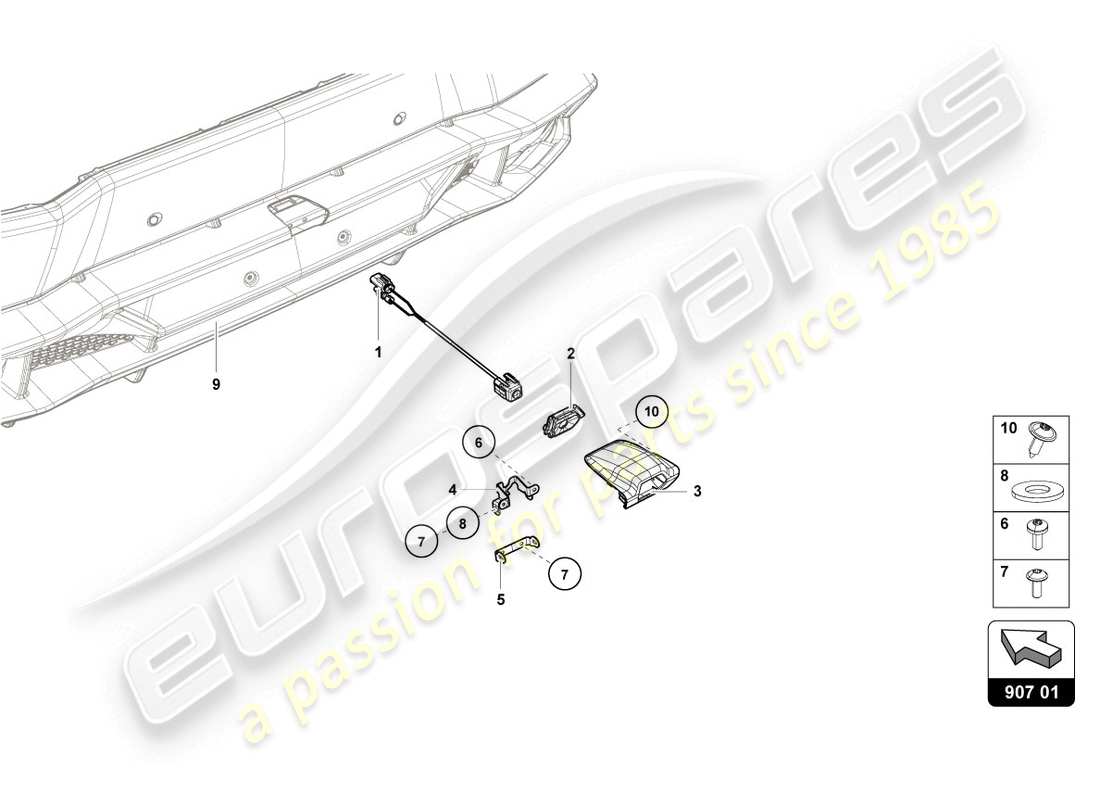 lamborghini lp610-4 coupe (2019) schema delle parti della telecamera di retromarcia