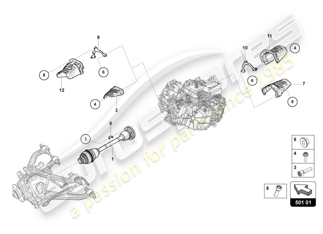 lamborghini 2016 (lp600-4 zhong coupe) schema delle parti semiasse posteriore