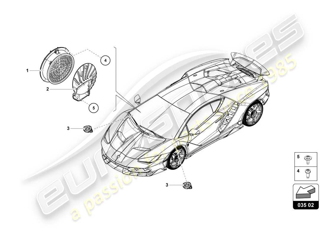 lamborghini centenario coupe (2017) schema delle parti dell'unità radio