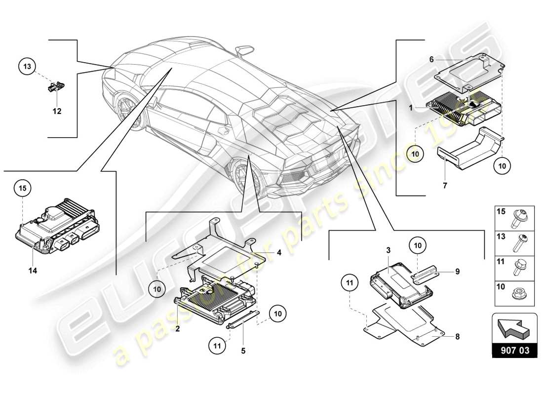lamborghini lp720-4 coupe 50 (2014) schema delle parti elettriche