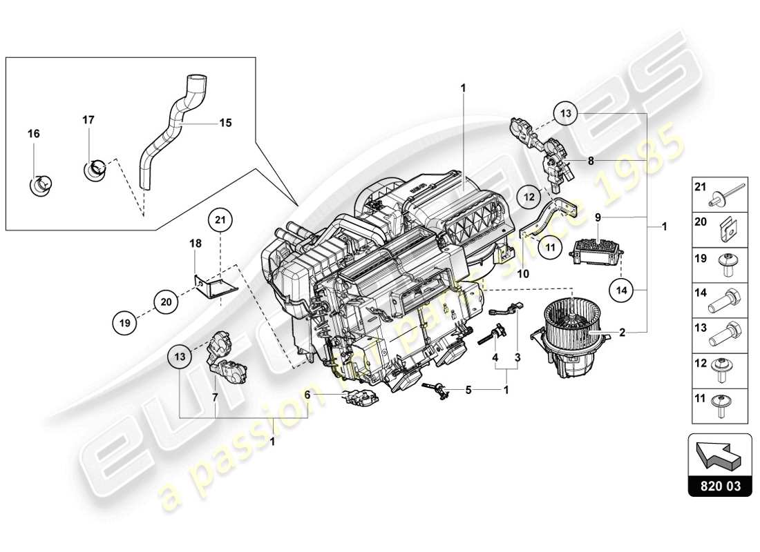 lamborghini lp720-4 coupe 50 (2014) diagramma delle parti dell'aria condizionata