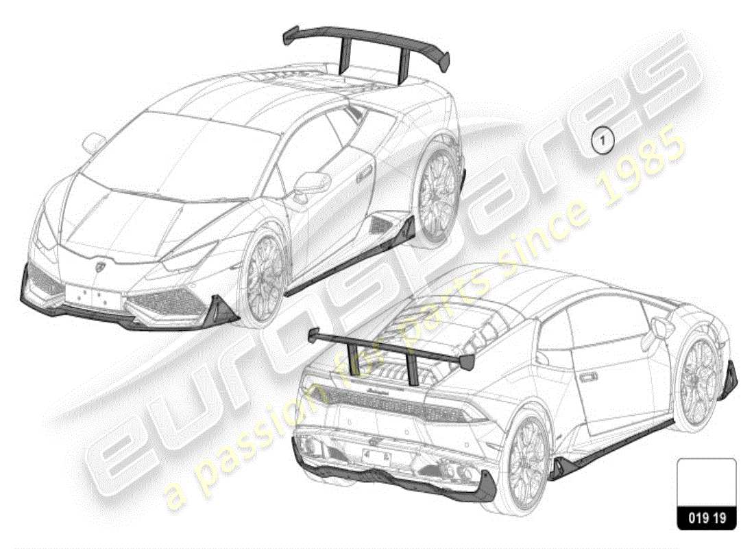 lamborghini huracan lp580-2 spyder (accessories) 1 set aerodyn.parti di attacco diagramma delle parti