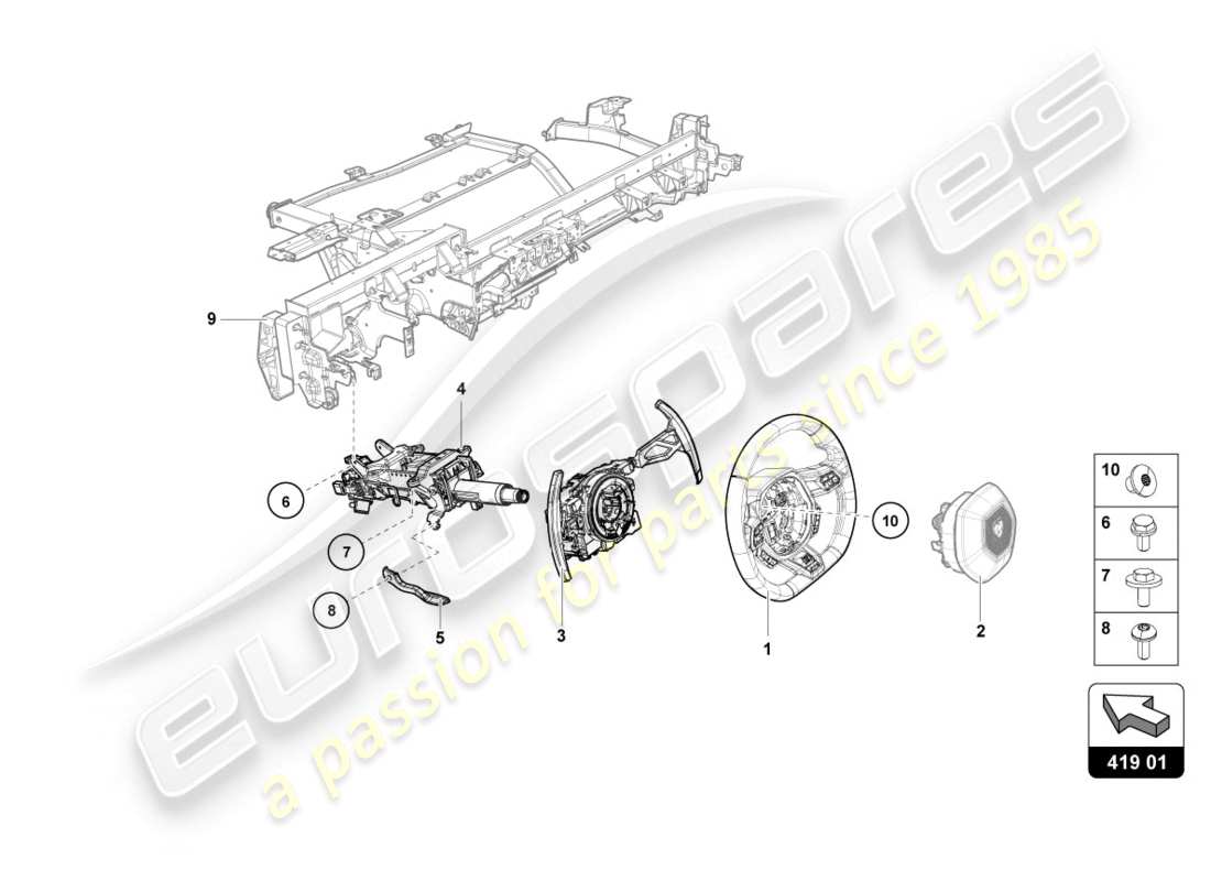 lamborghini lp610-4 coupe (2018) schema delle parti del sistema di sterzo