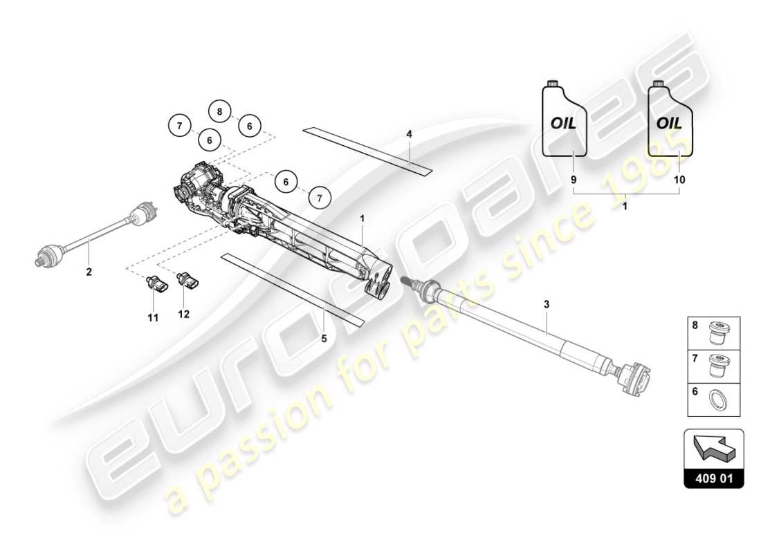 lamborghini performante coupe (2020) differenziale assale anteriore schema delle parti