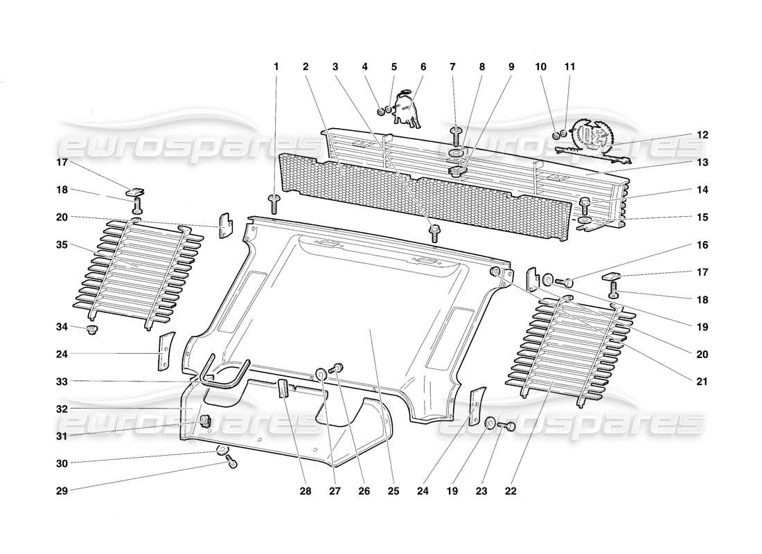 lamborghini diablo se30 (1995) diagramma delle parti degli elementi della carrozzeria posteriore