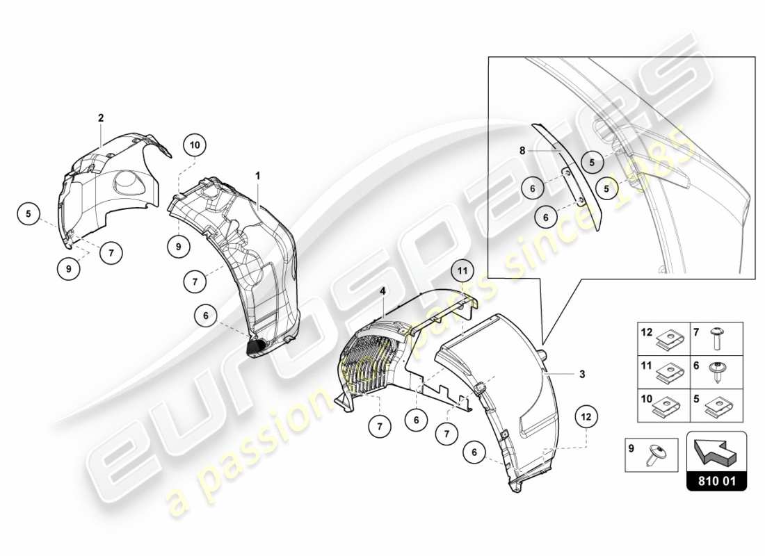 lamborghini 2012 (lp700-4 coupe)) alloggiamento della ruota schema delle parti