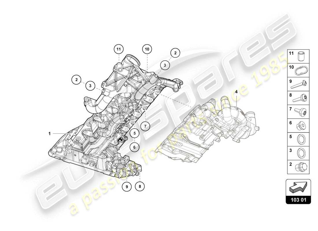 lamborghini evo coupe (2020) coppa dell'olio motore schema delle parti